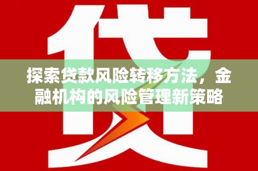 涿州探索贷款风险转移方法，金融机构的风险管理新策略