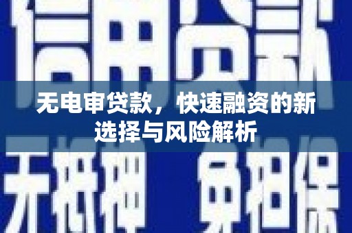 涿州无电审贷款，快速融资的新选择与风险解析