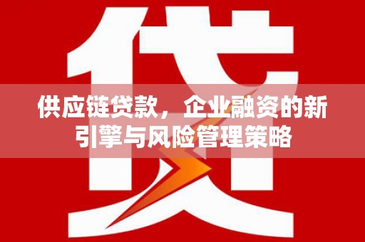 涿州供应链贷款，企业融资的新引擎与风险管理策略