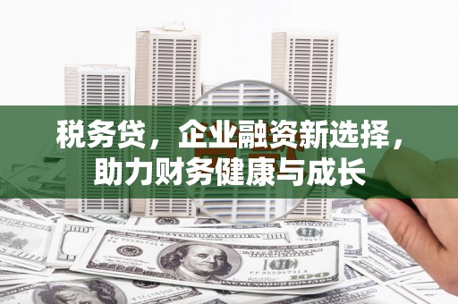 涿州税务贷，企业融资新选择，助力财务健康与成长